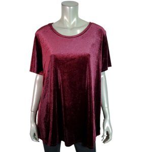 Old Navy Womens Top Plus Size 1X‎ Velvet Stretch Crew Neck Pullover Red Casual